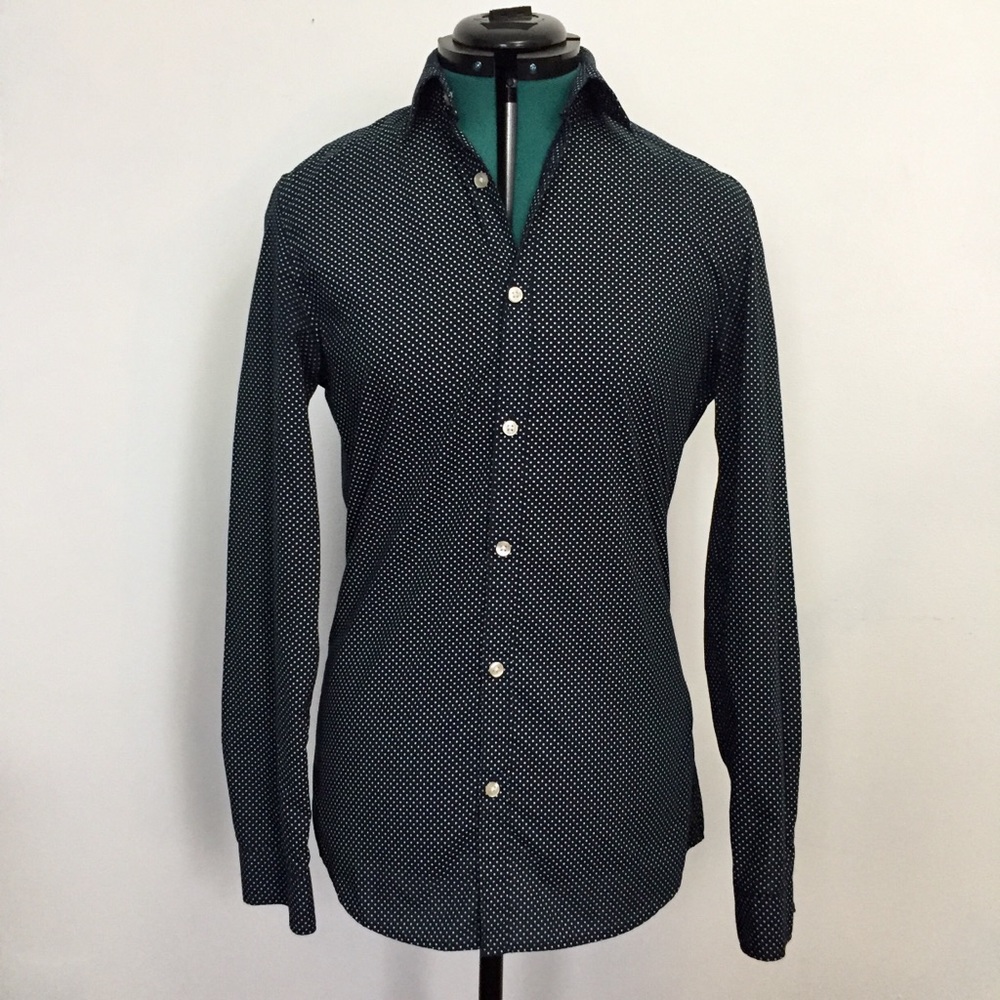 H&M Slim Fit Men’s Small Shirt- Navy w/ White Dots